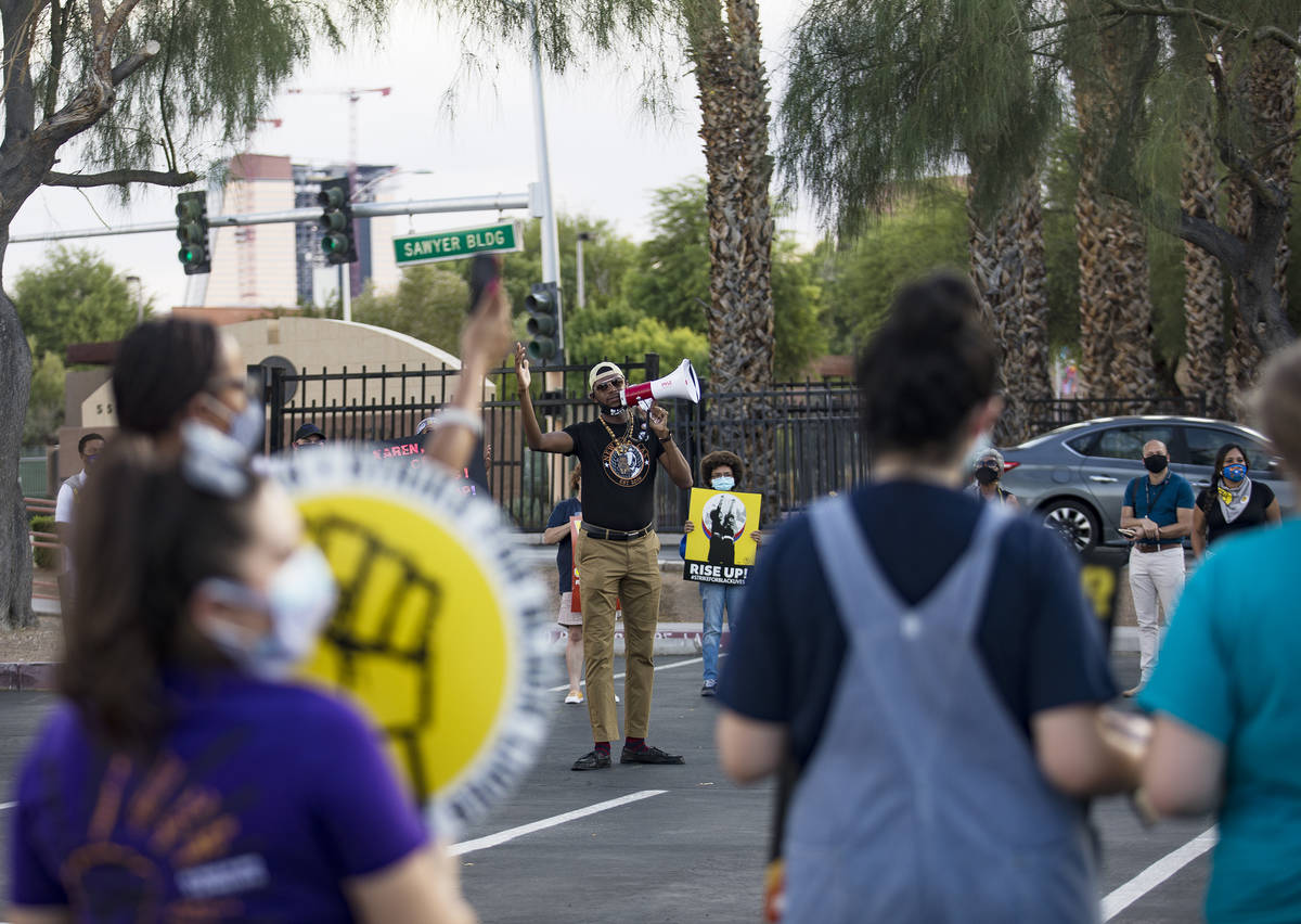 Rev. Vance ÒStretchÓ Sanders addresses the crowd at a rally in support of Black Lives ...