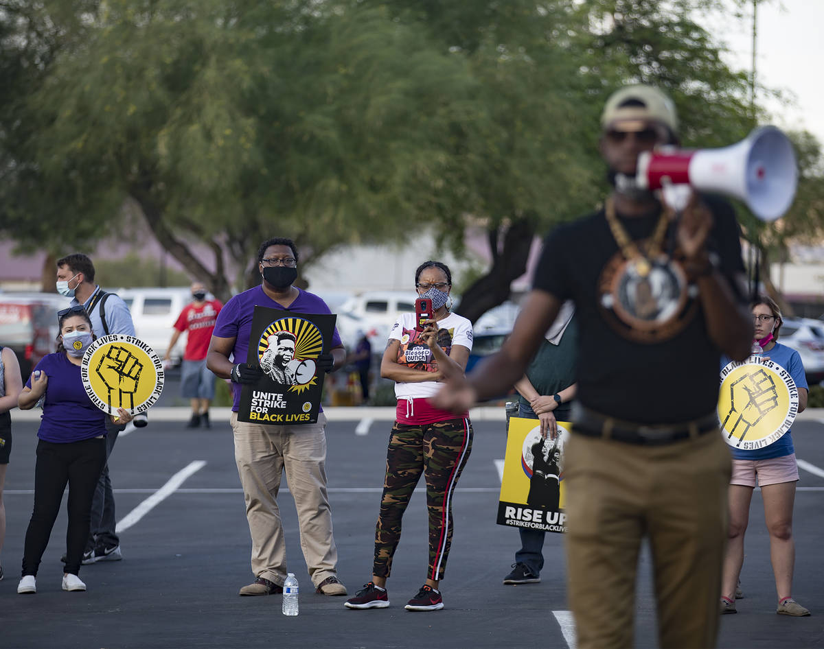 Rev. Vance ÒStretchÓ Sanders addresses the crowd at a rally in support of Black Lives ...