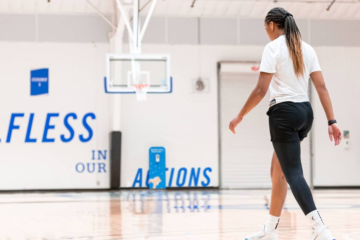 Aces forward A'ja Wilson walking at practice at IMG Academy in Bradenton, Florida. (Las Vegas Aces)