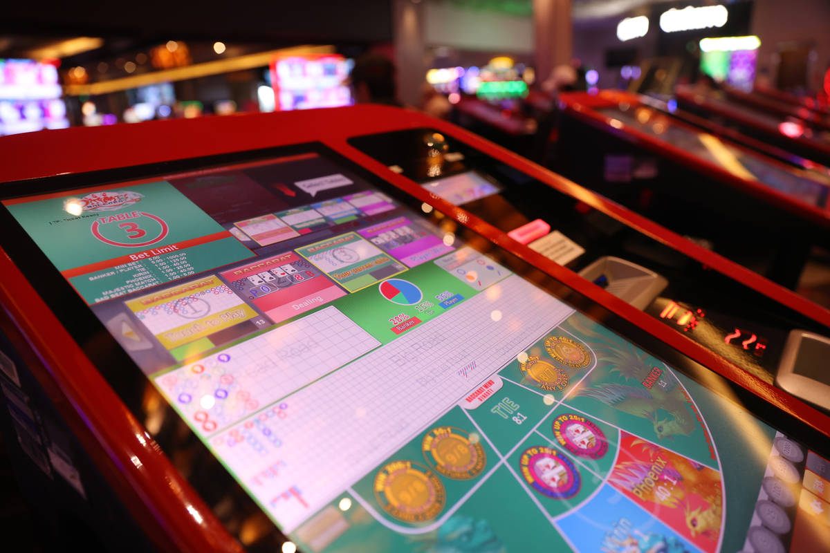 A digital baccarat gaming table at Palace Station Casino in Las Vegas, Friday, July 24, 2020. ( ...