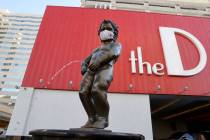 Manneken Pis bronze statue at the D Las Vegas downtown on Wednesday, July 22, 2020. (K.M. Canno ...