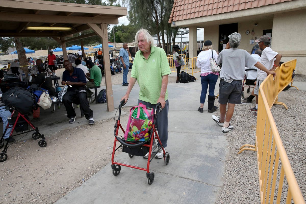 Robert Godleski, 73, at the Courtyard Homeless Resource Center in downtown Las Vegas Thursday, ...