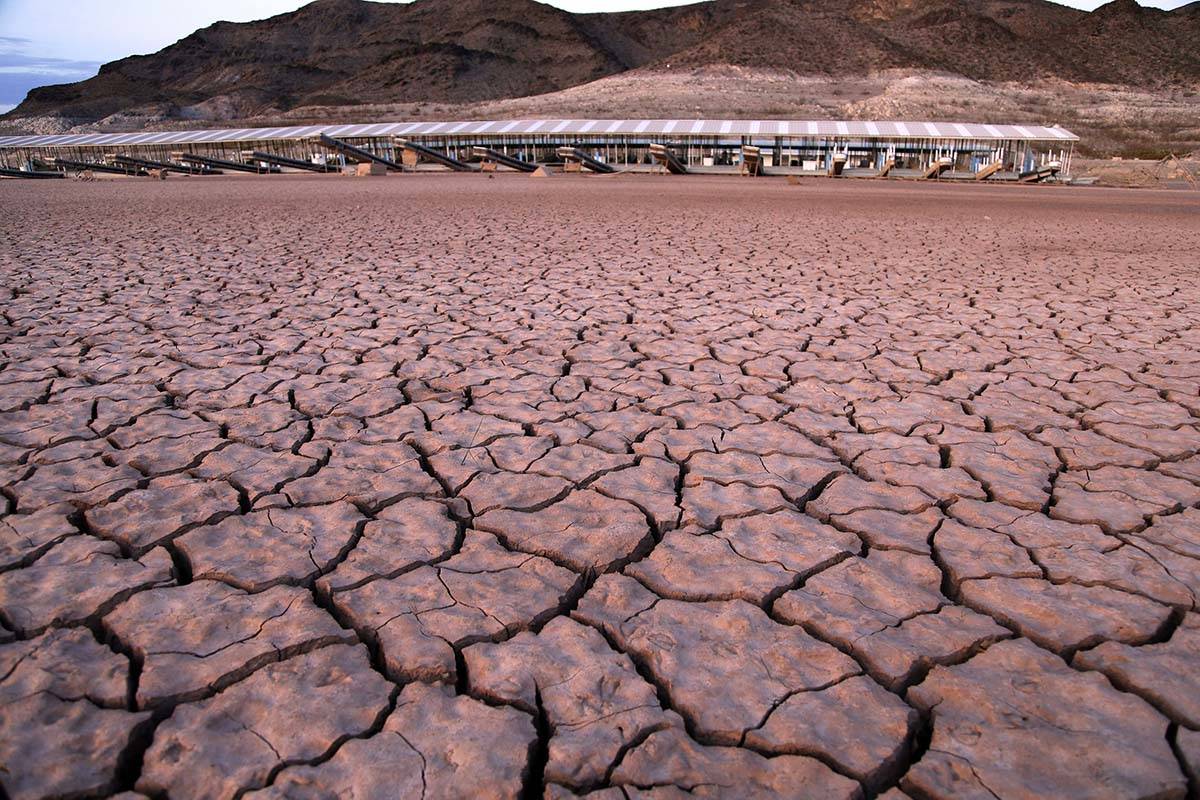 What was once a marina sits high and dry due to Lake Mead receding in the Lake Mead National Re ...