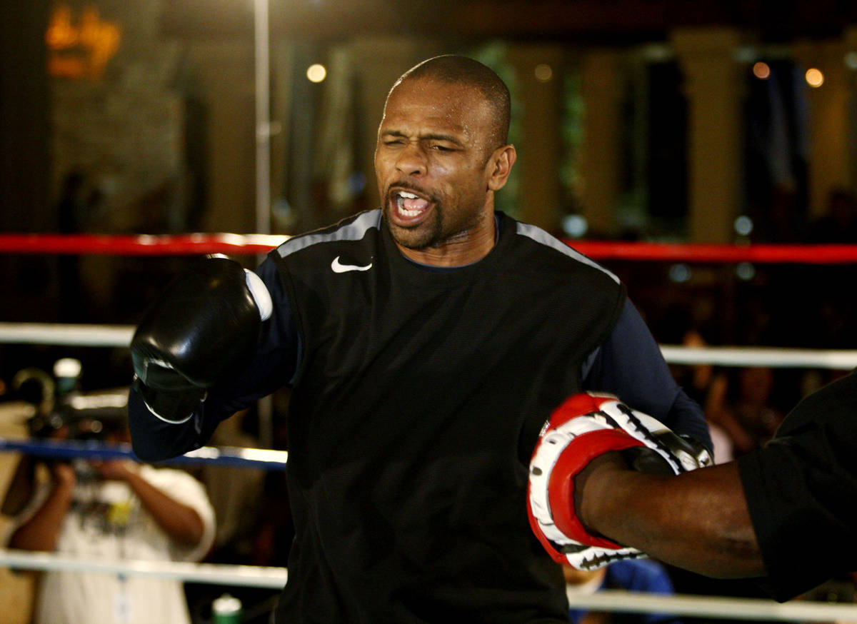 Boxer Roy Jones, Jr. performs a brief media workout in the Mandalay Bay hotel-casino Tuesday Ma ...