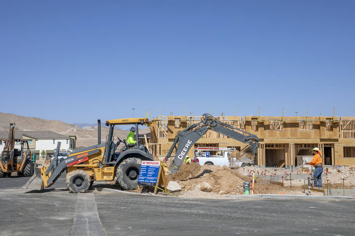 Construction continues on the Mosaic townhome project located south of the Las Vegas Strip near ...
