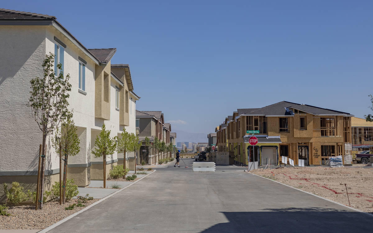 Construction continues on the Mosaic townhome project located south of the Las Vegas Strip near ...