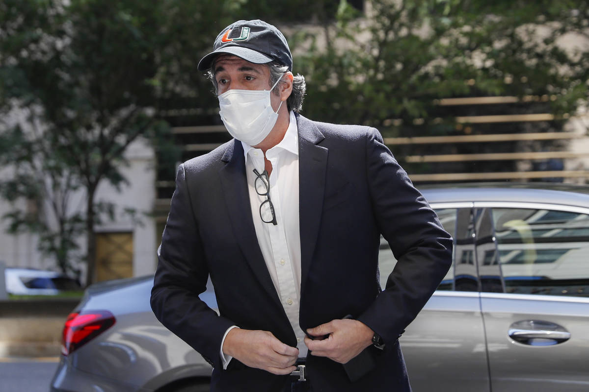 In a May 21, 2020, file photo, Michael Cohen arrives at his Manhattan apartment in New York aft ...