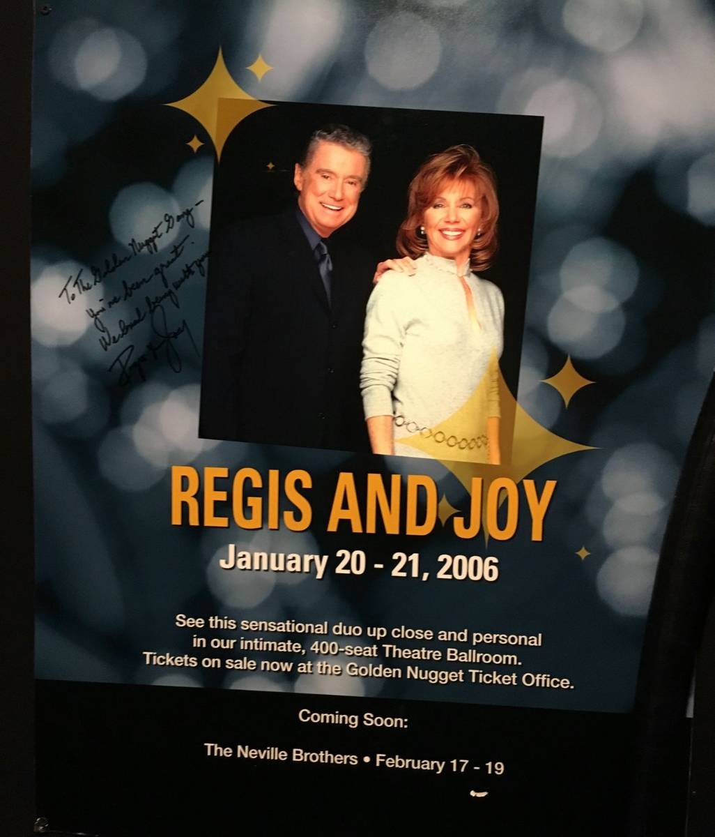 A promotional sign for Regis and Joy Philbin's performance at the Golden Nugget in 2006. (Glenn ...