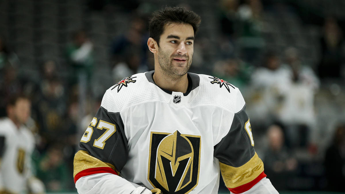 Vegas Golden Knights forward Max Pacioretty (67) before an NHL hockey game against the Dallas S ...