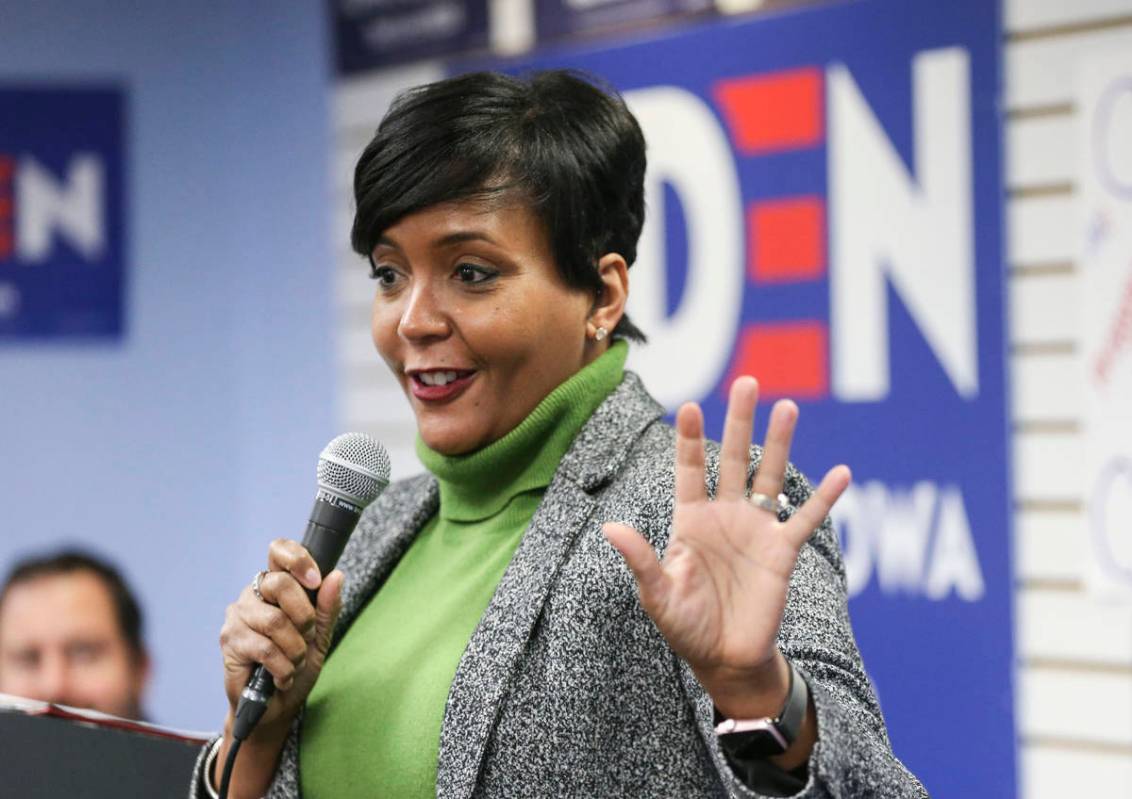 FILE - In this Jan. 10, 2020, file photo, Atlanta Mayor Keisha Lance Bottoms speaks in Cedar Ra ...