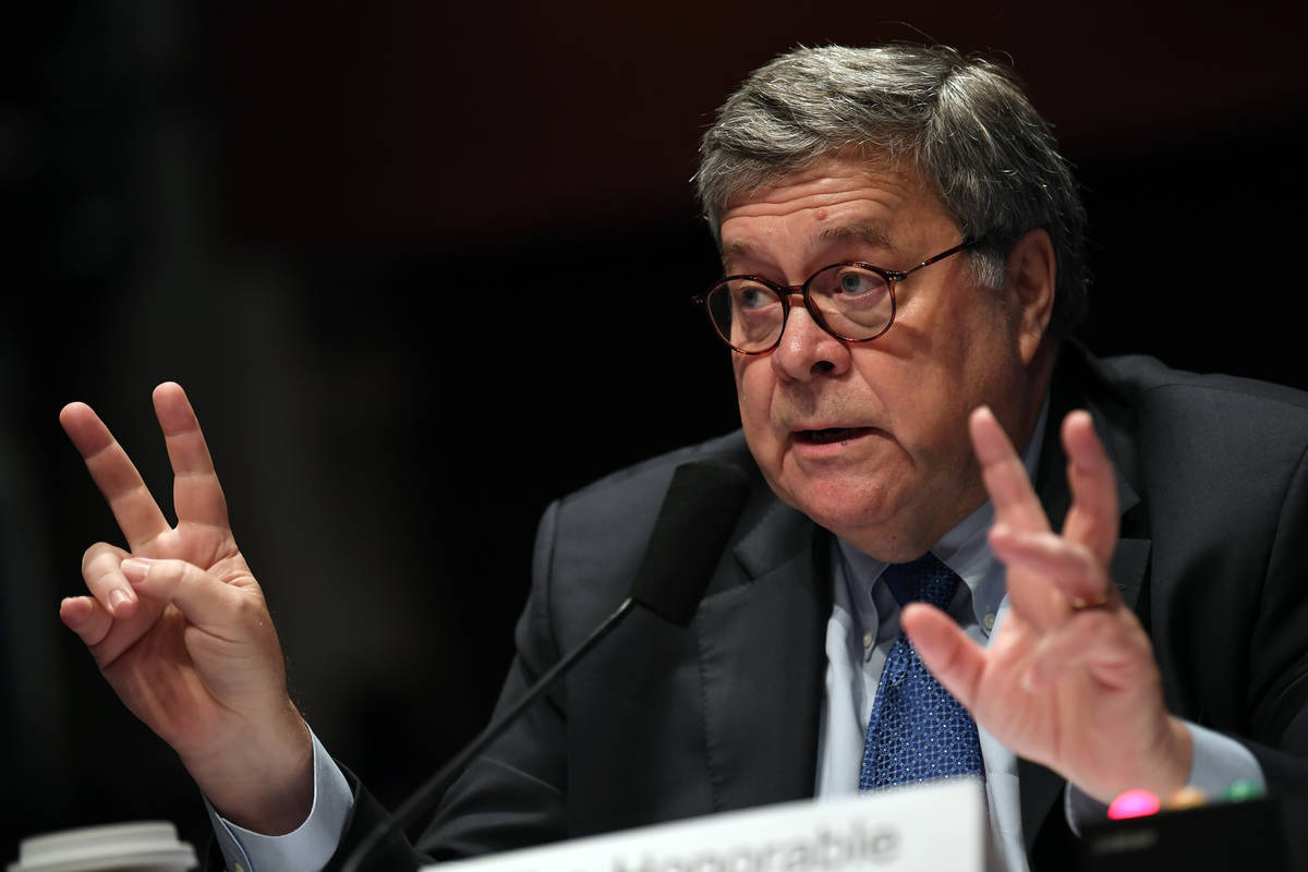 Attorney General William Barr testifies during a House Judiciary Committee hearing on the overs ...