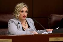 Sen. Nicole Cannizzaro, D-Las Vegas, presides during a Judiciary Committee meeting in the Legis ...