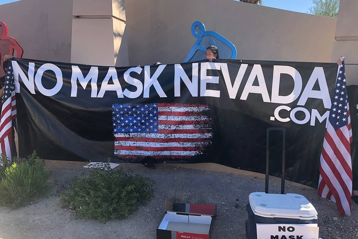 The No Mask Nevada PAC organized a rally Wednesday, July 28, 2020, in Las Vegas. (Le'Andre Fox ...