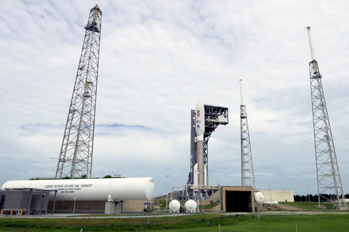 A United Launch Alliance Atlas V rocket stands ready for launch on pad 41 at the Cape Canaveral ...