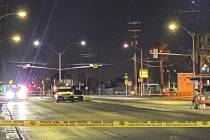 Police detectives investigate a double homicide in the 700 block of North Eastern Avenue near M ...