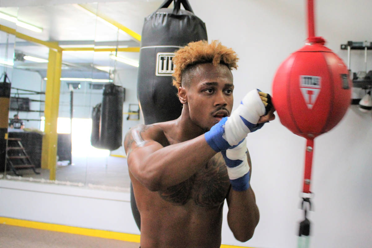 Junior featherweight boxer Raeese Aleem trains in Las Vegas ahead of his fight Saturday at Mohe ...