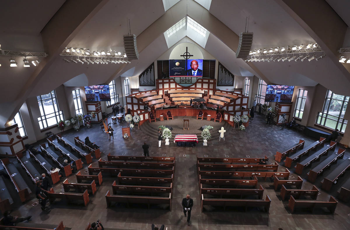 The scene is set for the funeral service for the late Rep. John Lewis, D-Ga., at Ebenezer Bapti ...
