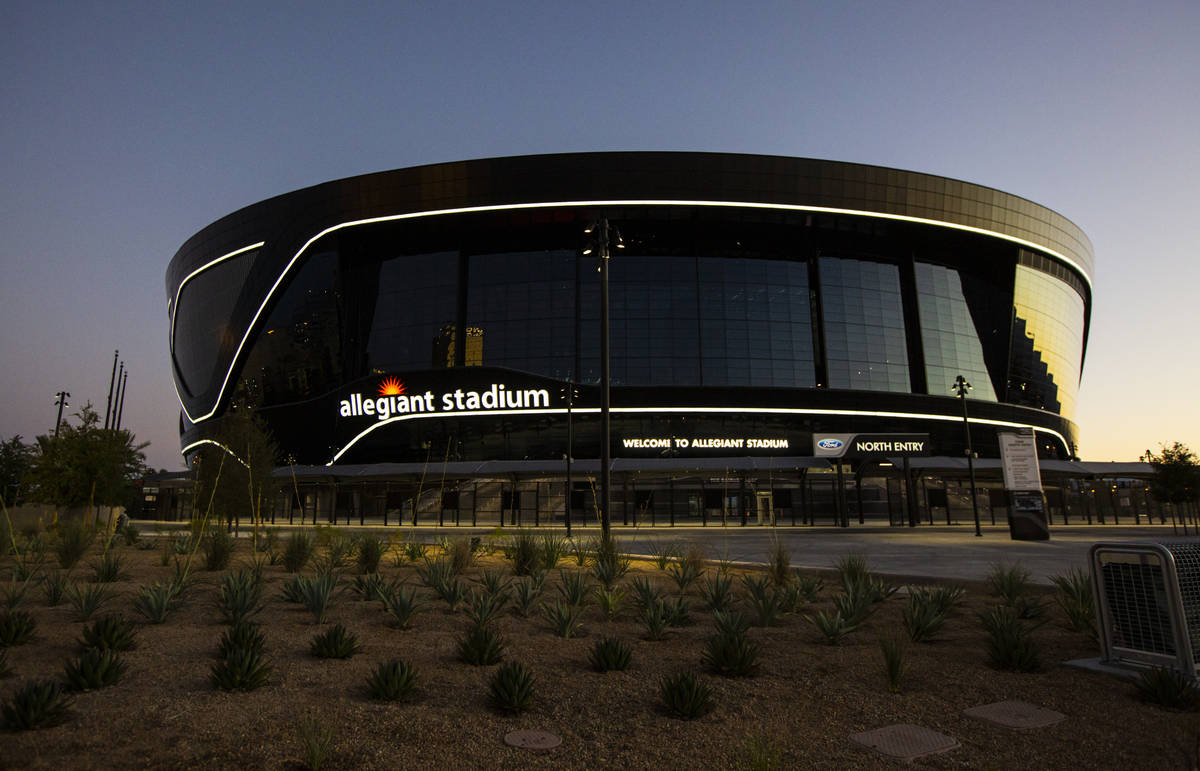 An exterior view of Allegiant Stadium in Las Vegas on Thursday, July 30, 2020. The stadium, hom ...