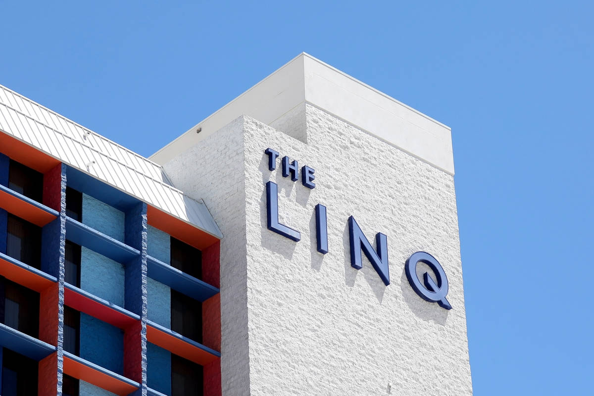 A view of the LINQ Hotel and Casino is seen on the Strip on Friday, Aug. 7, 2020, in Las Vegas. ...