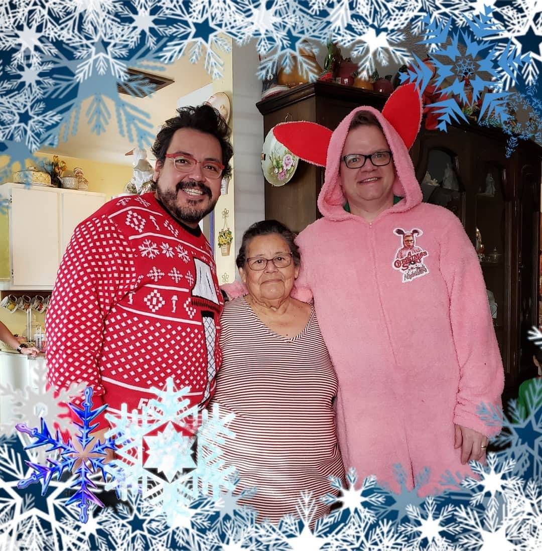 Maria Urrabazo with her youngest son, Isaias, left, and her son-in-law, Steven Fehr, on Christm ...