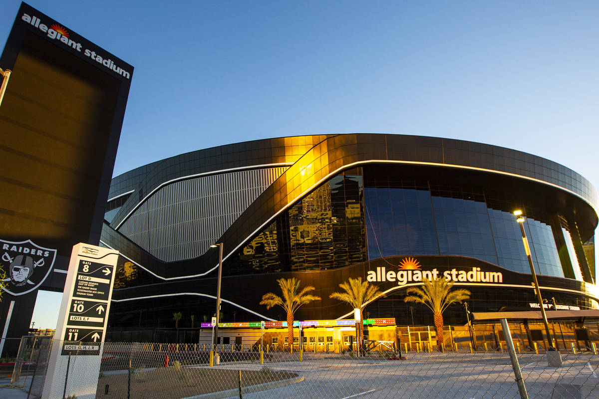 An exterior view of Allegiant Stadium in Las Vegas on Thursday, July 30, 2020. The stadium, hom ...