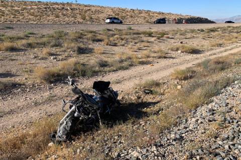A motorcyclist was killed Sunday, Aug. 2, 2020, near Sloan. (Nevada Highway Patrol)