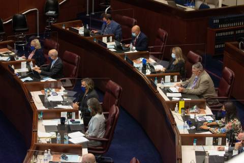 The Nevada Senate chambers on the first day of the 31st Special Session of the Nevada Legislatu ...
