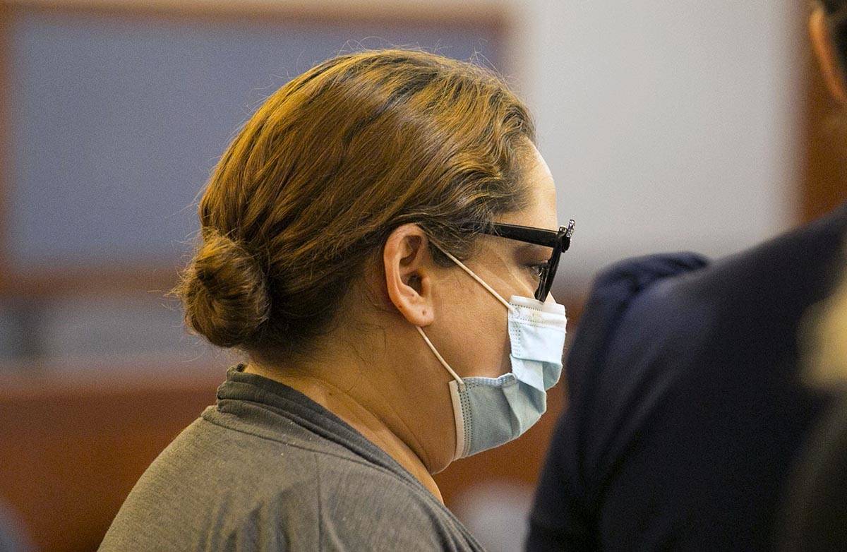 Malinda Mier, co-defendant in the Alpine Apartments fire, appears in court during a hearing at ...