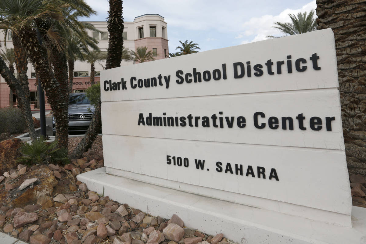Clark County School District Administrative Center is seen in Las Vegas, Saturday, March 14, 20 ...