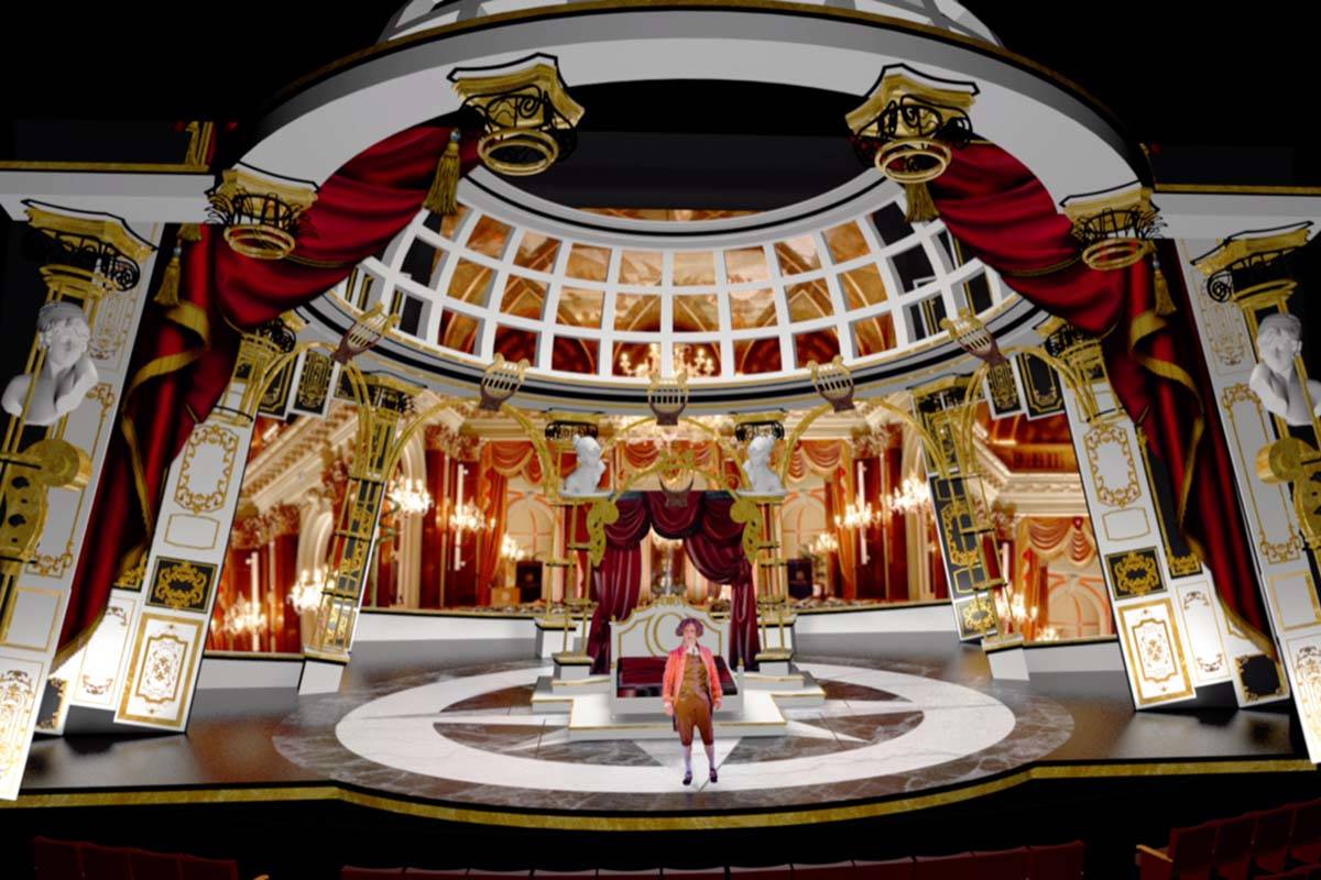 Renderings of sets by scenic designer Andy Walmsley for the production of "Steve Aoki Moza ...