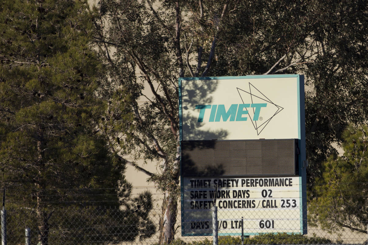 The TIMET plant, 181 N. Water St., in Henderson, Friday, Jan. 26, 2018. Erik Verduzco Las Vegas ...
