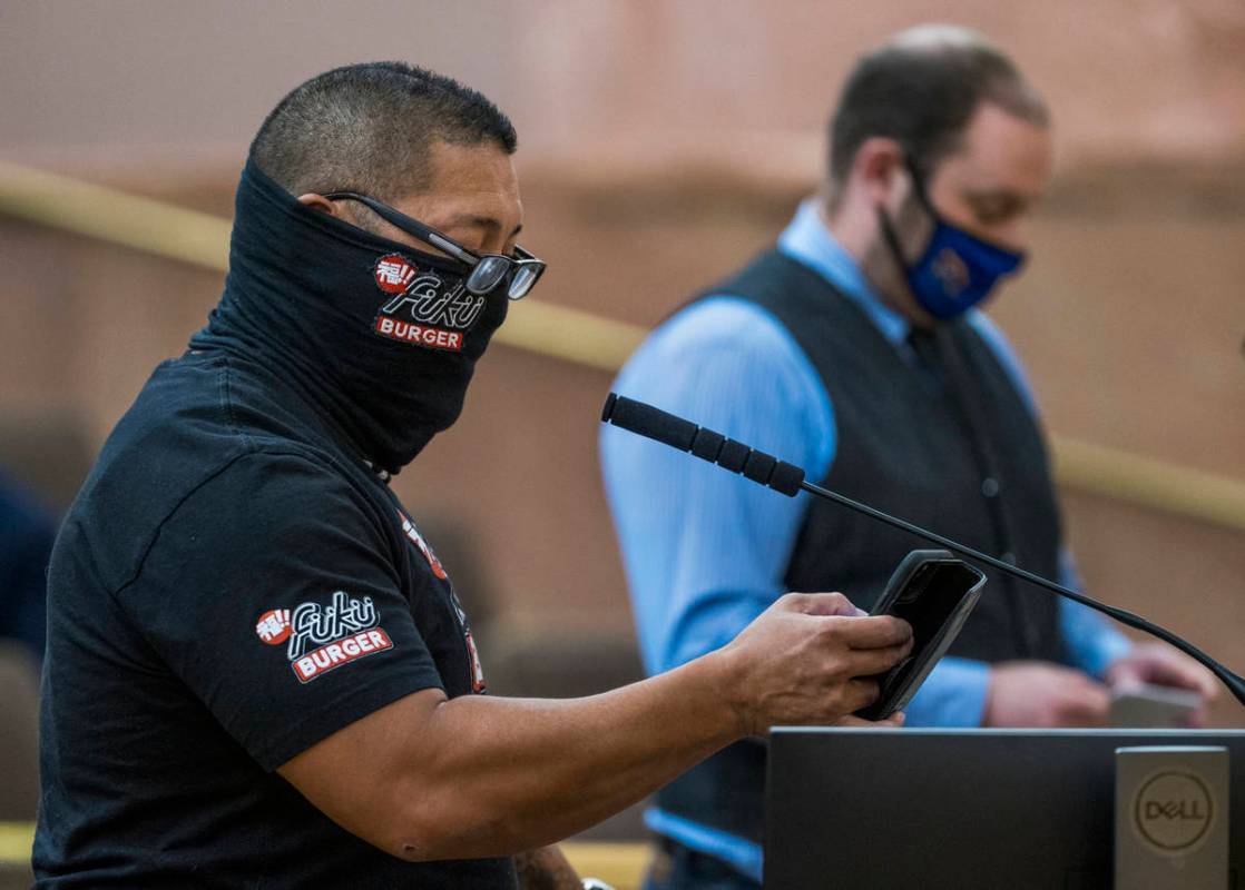 Fukuburger co-owner Colin Fukunaga speaks on supporting the capping of fees charged by third pa ...