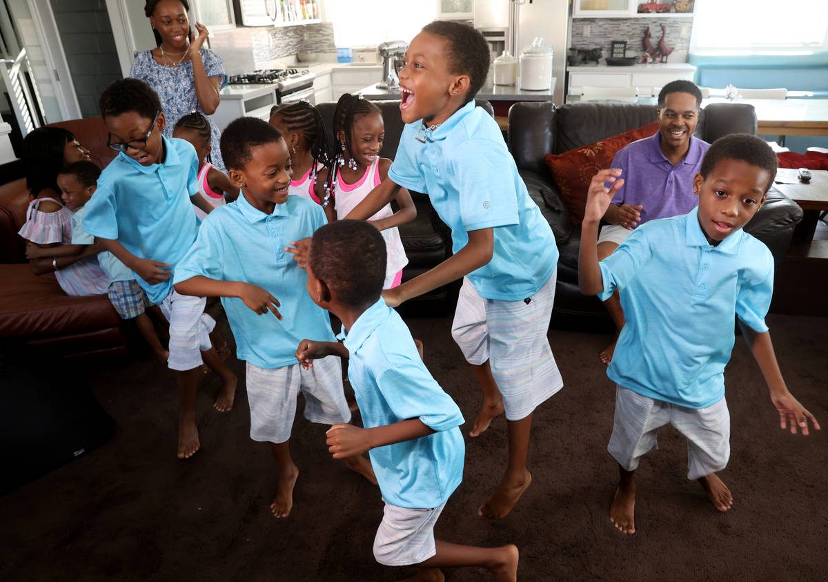 Members of the Derrico family at their North Las Vegas home Tuesday, Aug. 4, 2020. The family w ...