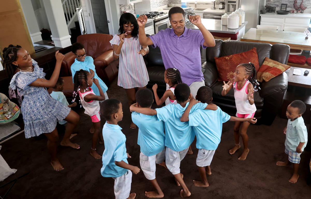 Members of the Derrico family at their North Las Vegas home Tuesday, Aug. 4, 2020. The family w ...