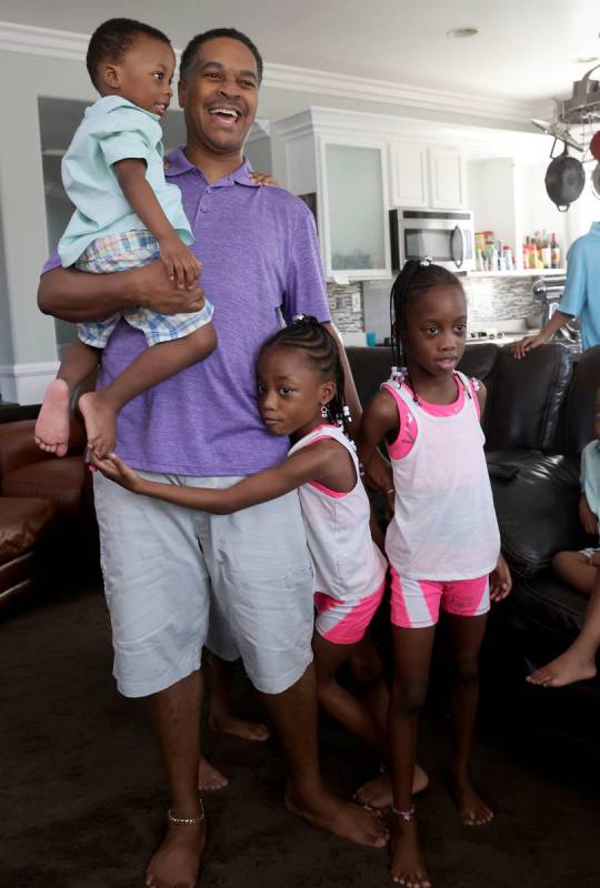 Members of the Derrico family at their North Las Vegas home Tuesday, Aug. 4, 2020. The family w ...