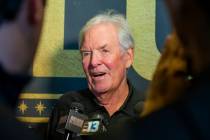 Golden Knights owner Bill Foley talks to the media during a meet and greet to honor first respo ...