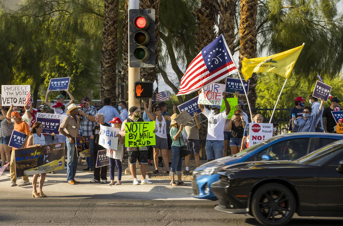 Protestors rally outside the Grant Sawyer building to voice opposition against AB4, a controver ...