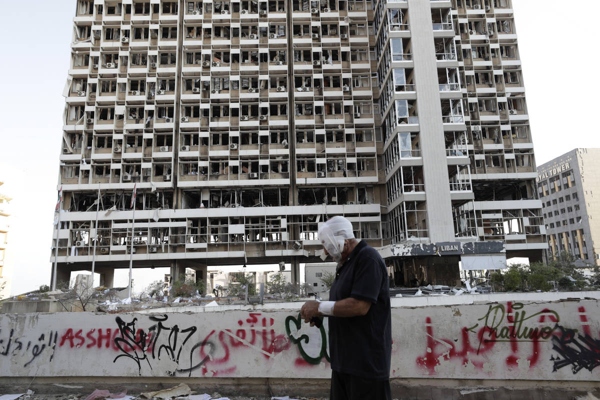 Destruction is seen after a massive explosion in Beirut, Lebanon, Wednesday, Aug. 5, 2020. The ...
