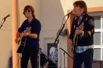 John Fogerty and his son Shane at Veterans Village No. 2 on Monday, Nov. 10, 2019. (John Katsil ...