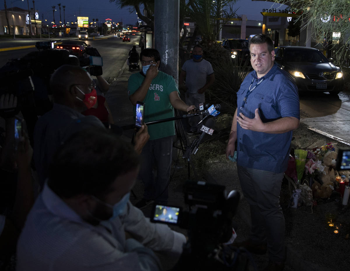 Andrew Bennett, a public information officer with the Nevada Department of Public Safety, speak ...
