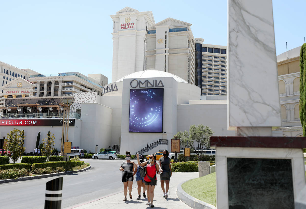 Caesars Palace hotel and casino is seen on the Las Vegas Strip, Thursday, Aug. 6, 2020, in Las ...