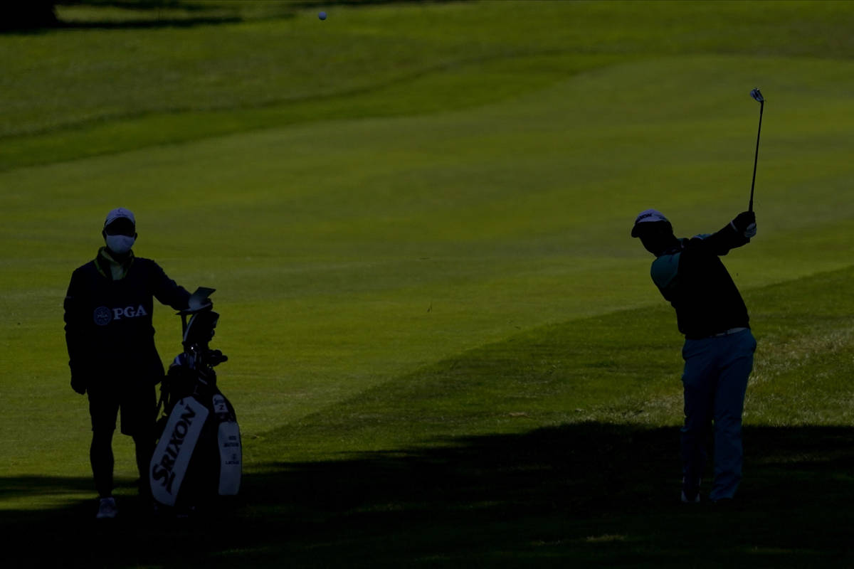 Hideki Matsuyama of Japan, hits from the rough on the fourth hole during the first round of the ...