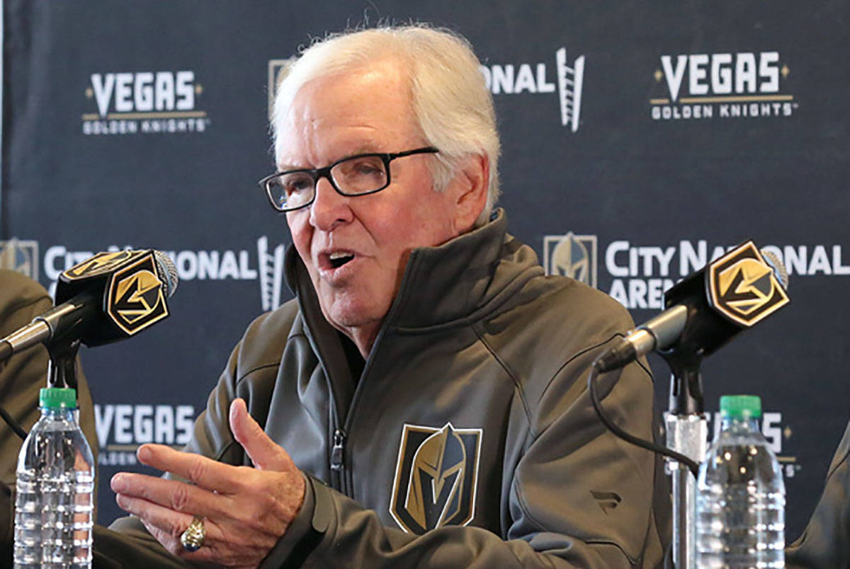 Golden Knights owner Bill Foley speaks during a press conference at City National Arena on Thu ...