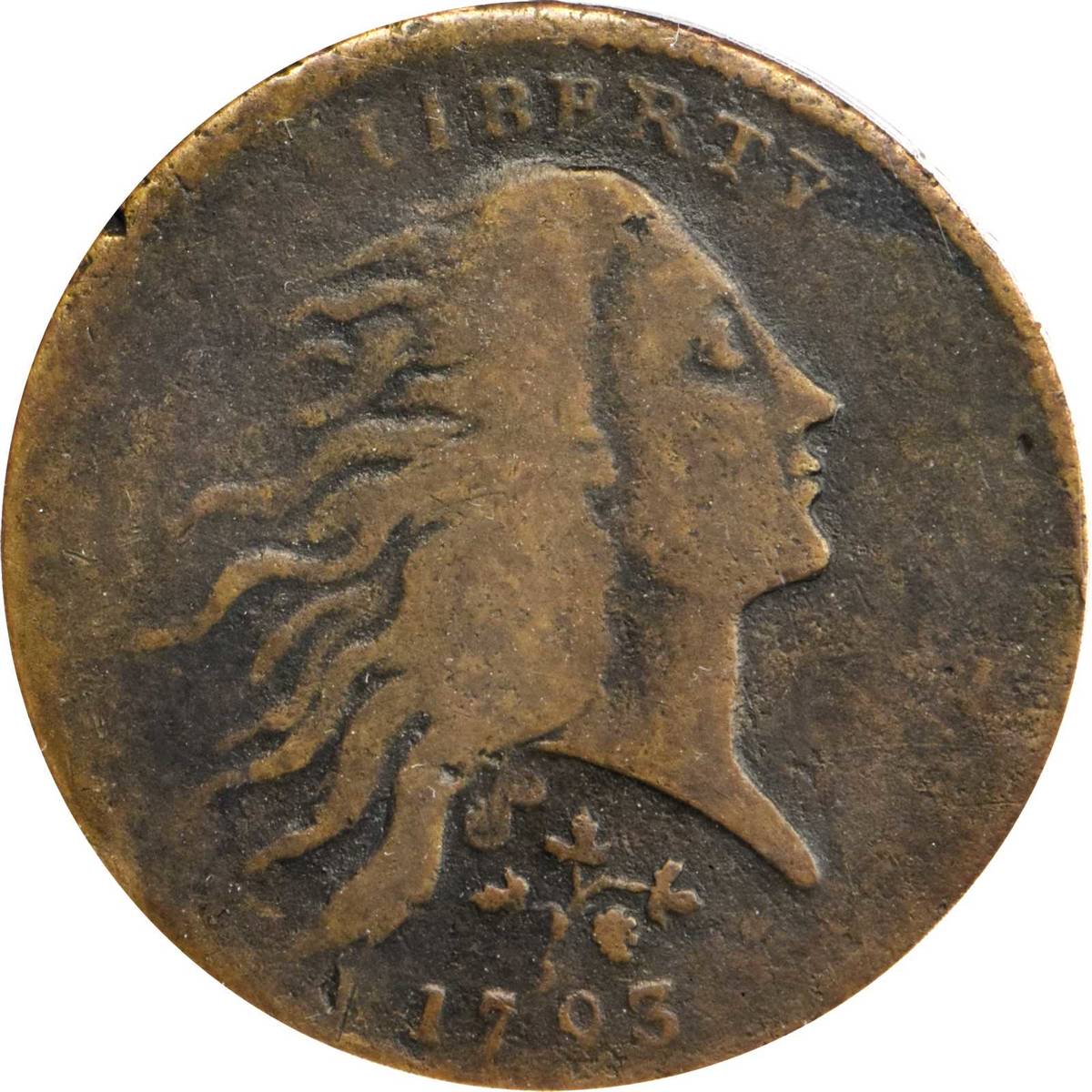 This 1793 Strawberry Leaf cent sold for $660,000 at an auction at Bellagio on Aug. 6, 2020. (Co ...