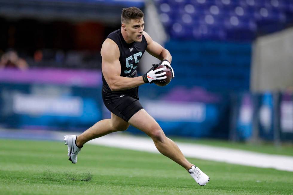 Clemson defensive back Tanner Muse runs a drill at the NFL football scouting combine in Indiana ...