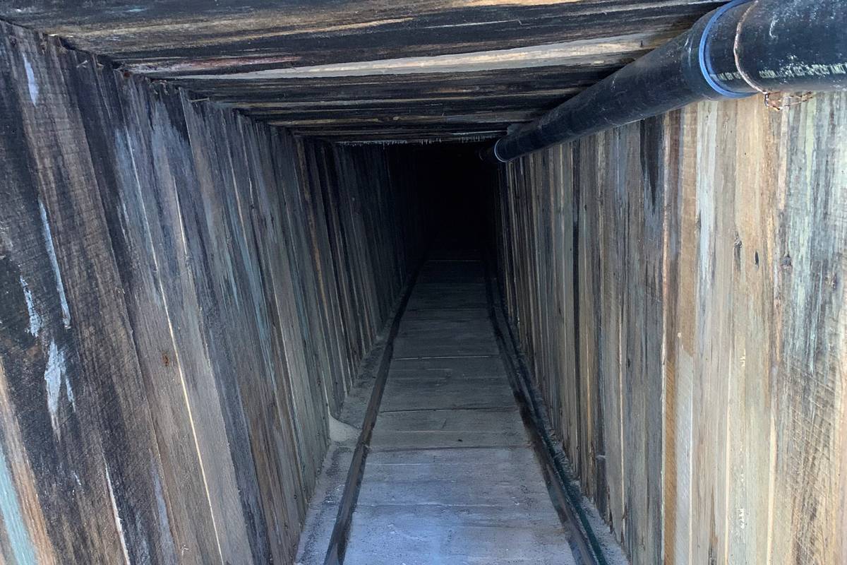 This photo shows a section of an incomplete tunnel intended for smuggling, found stretching fro ...