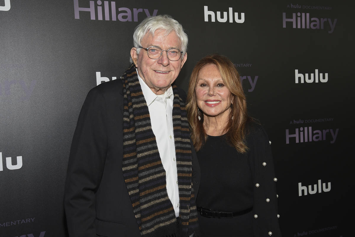 Phil Donahue, left, and wife Marlo Thomas attend the premiere of the Hulu documentary "Hil ...