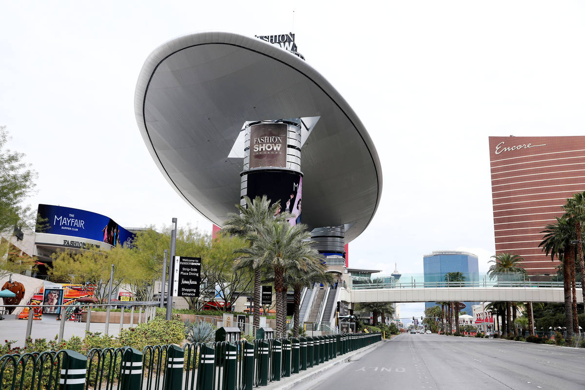 Fashion Show mall in Las Vegas is seen on Wednesday, March 18, 2020. (Elizabeth Page Brumley/L ...