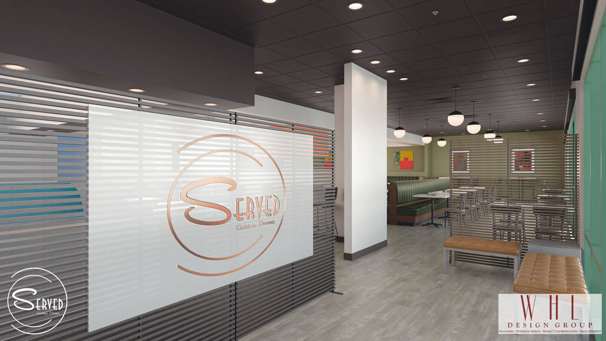 Rendering of entrance at future Served Global Cuisine. (WHL Design Group)