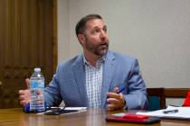 Las Vegas Bowl executive director John Saccent partakes in a panel discussion on the effects of ...